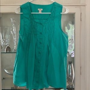 J. CREW green top blouse size 10 large sleeveless tank top